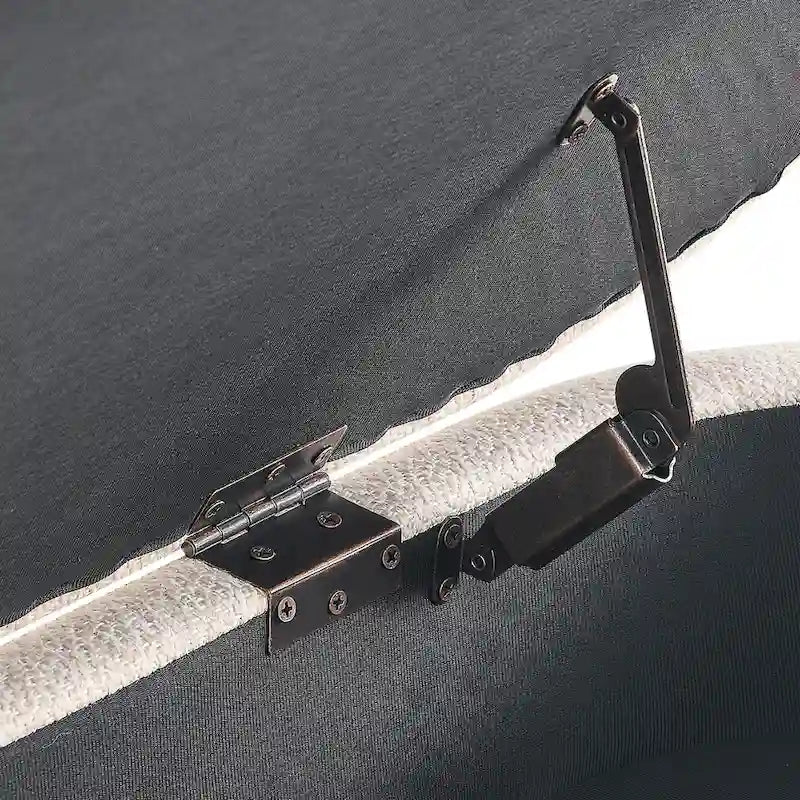Banc de rangement ottoman plissé en lin avec pieds durables en bois d'hévéa