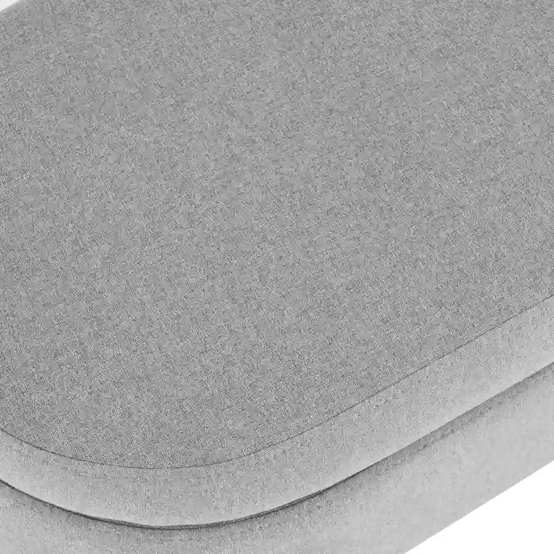 Banc de rangement ottoman plissé en lin avec pieds durables en bois d'hévéa
