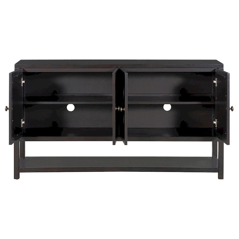 Console de table/Meuble de rangement/Buffet rétro élégant avec portes en miroir, étagères spacieuses et pieds durables en bois d'acacia