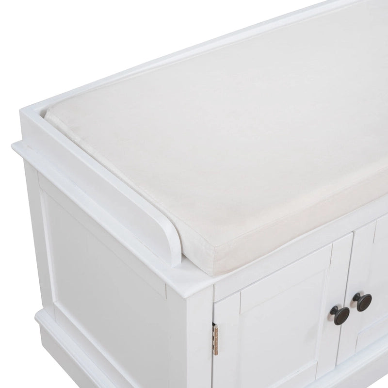 Banc de rangement avec 4 portes et étagères réglables