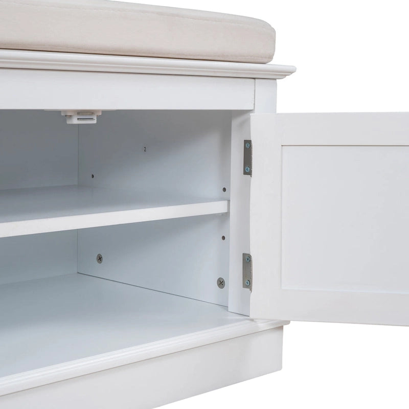Banc de rangement avec 4 portes et étagères réglables