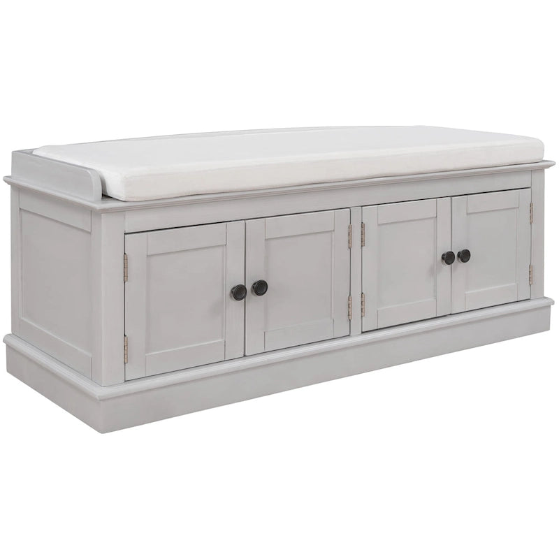 Banc de rangement avec 4 portes et étagères réglables