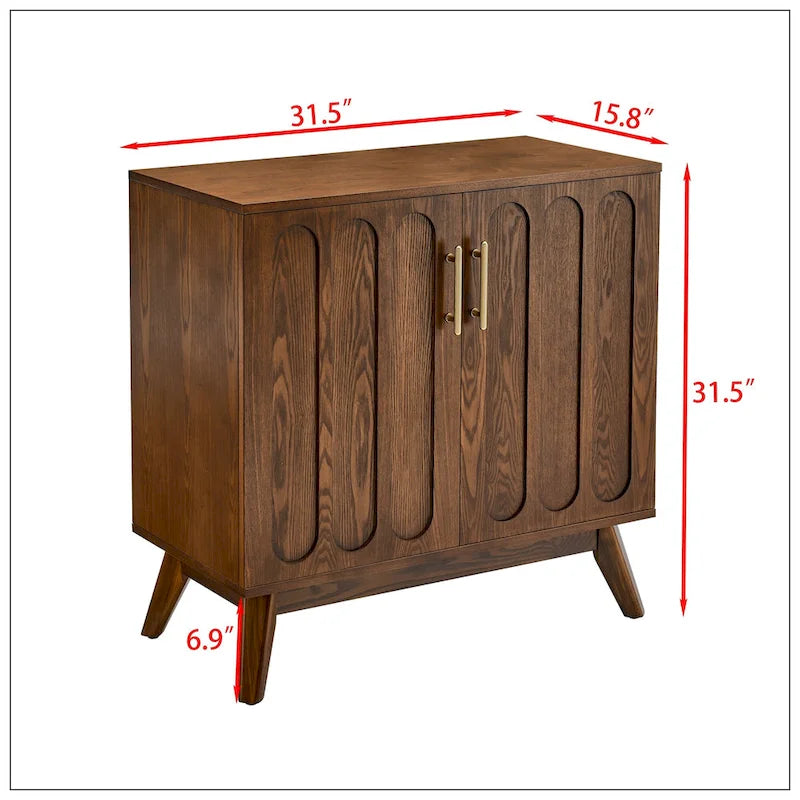 Buffet Mid-century Moderne cannelé avec étagères réglables