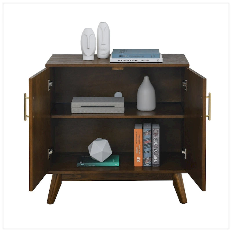 Buffet Mid-century Moderne cannelé avec étagères réglables