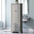 Meuble de salle de bain blanc autoportant avec 4 tiroirs et 2 portes, étagère réglable, unité de rangement en MDF étanche