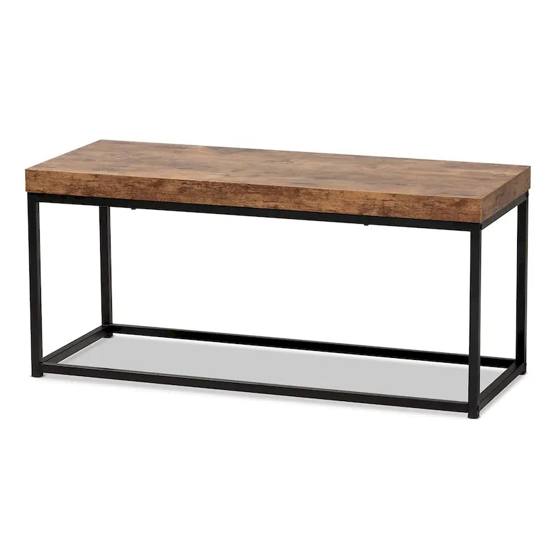Banc d'appoint moderne en bois et métal style industriel - Noyer brun