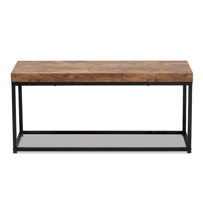 Banc d'appoint moderne en bois et métal style industriel - Noyer brun