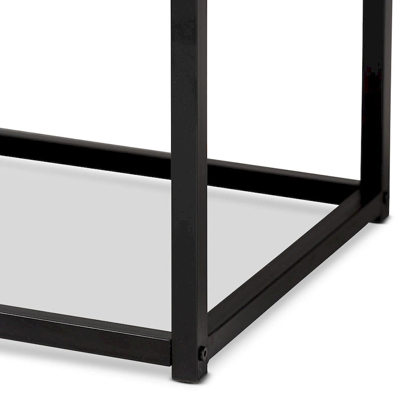 Banc d'appoint moderne en bois et métal style industriel - Noyer brun
