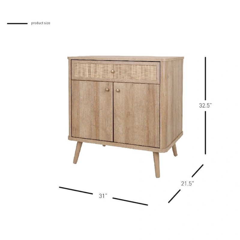Petit meuble en rotin 1 tiroir 2 portes
