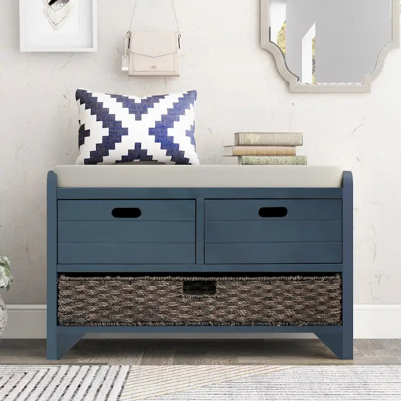 Banc de rangement avec coussin pour entrée ou couloir