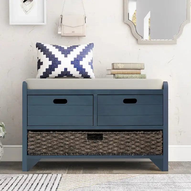Banc de rangement avec coussin pour entrée ou couloir