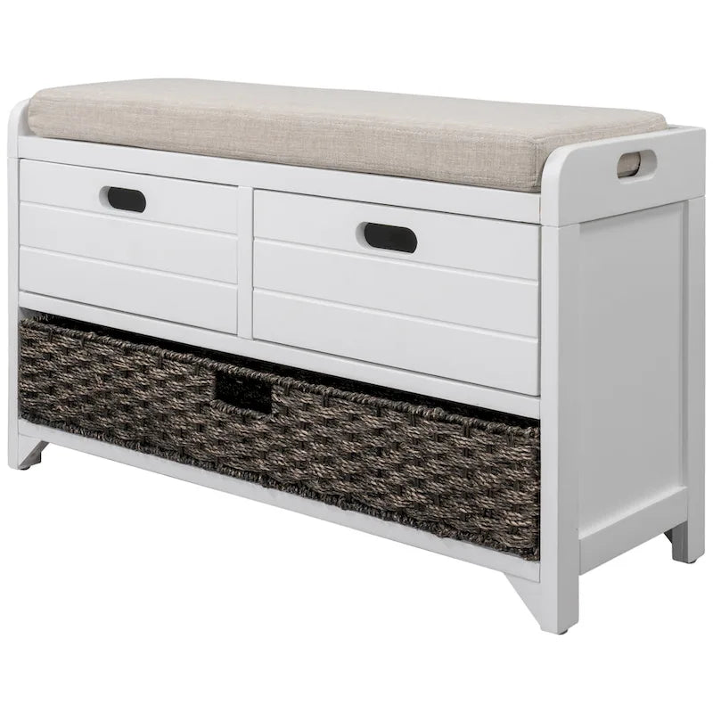 Banc de rangement avec coussin pour entrée ou couloir