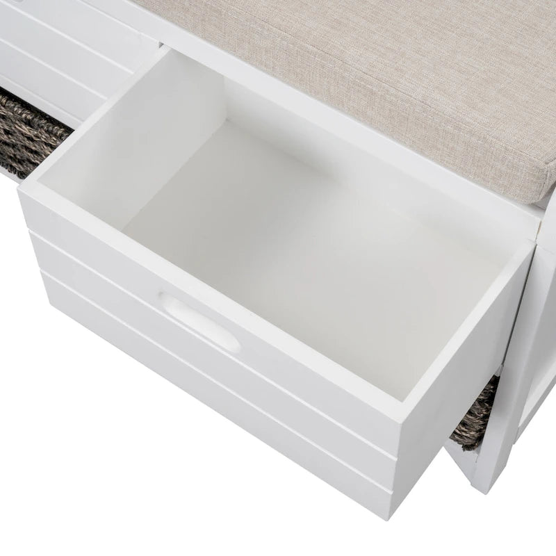 Banc de rangement avec coussin pour entrée ou couloir