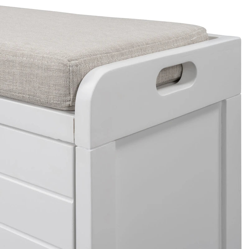 Banc de rangement avec coussin pour entrée ou couloir