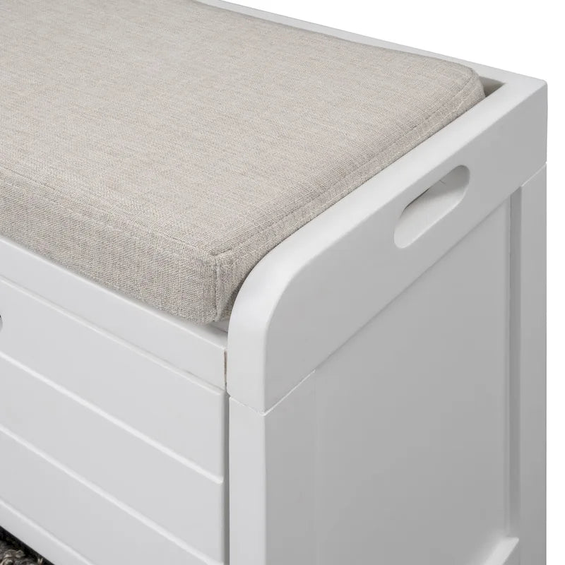Banc de rangement avec coussin pour entrée ou couloir
