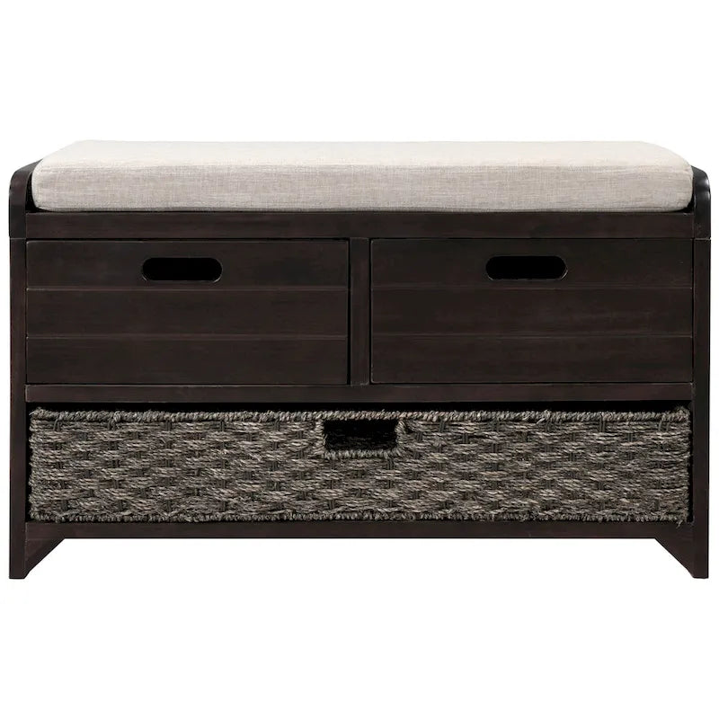 Banc de rangement avec coussin pour entrée ou couloir