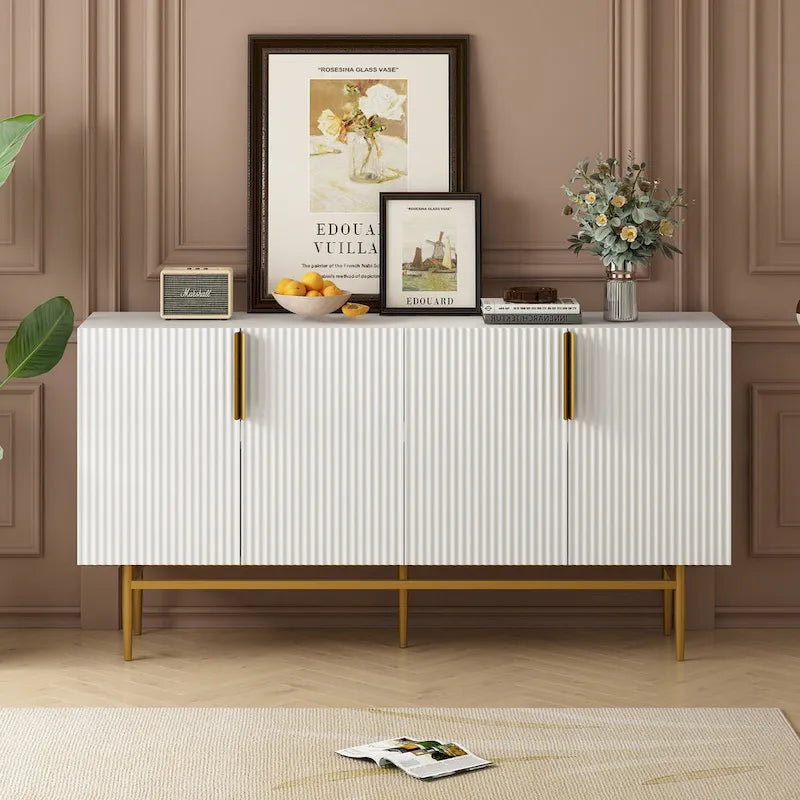 Buffet 4 portes avec poignées en métal doré