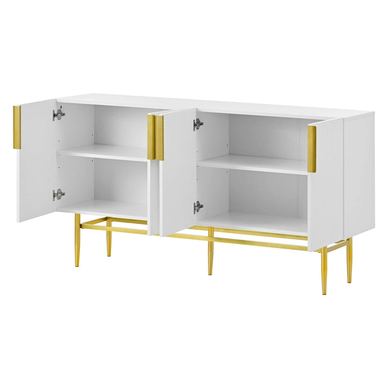 Buffet 4 portes avec poignées en métal doré