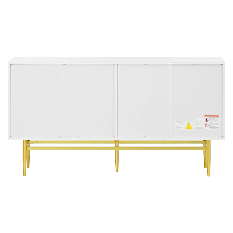 Buffet 4 portes avec poignées en métal doré
