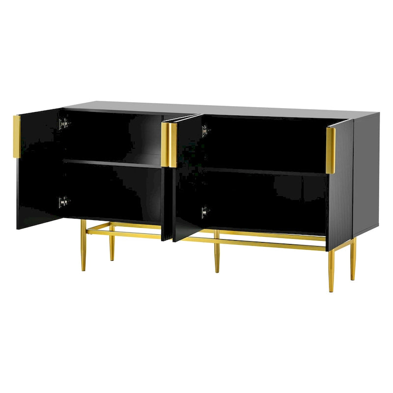 Buffet 4 portes avec poignées en métal doré