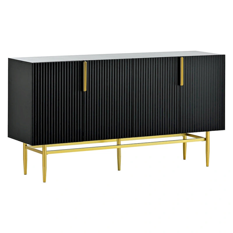 Buffet 4 portes avec poignées en métal doré