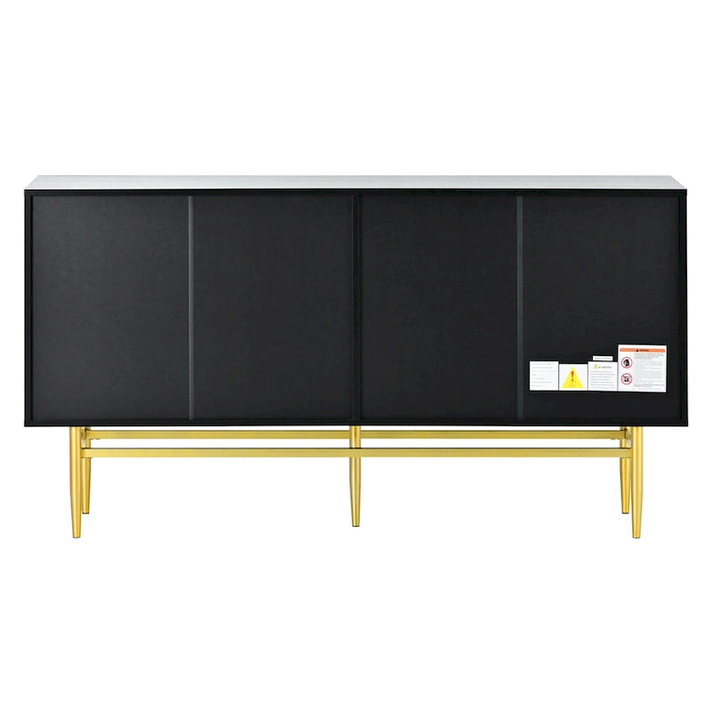 Buffet 4 portes avec poignées en métal doré