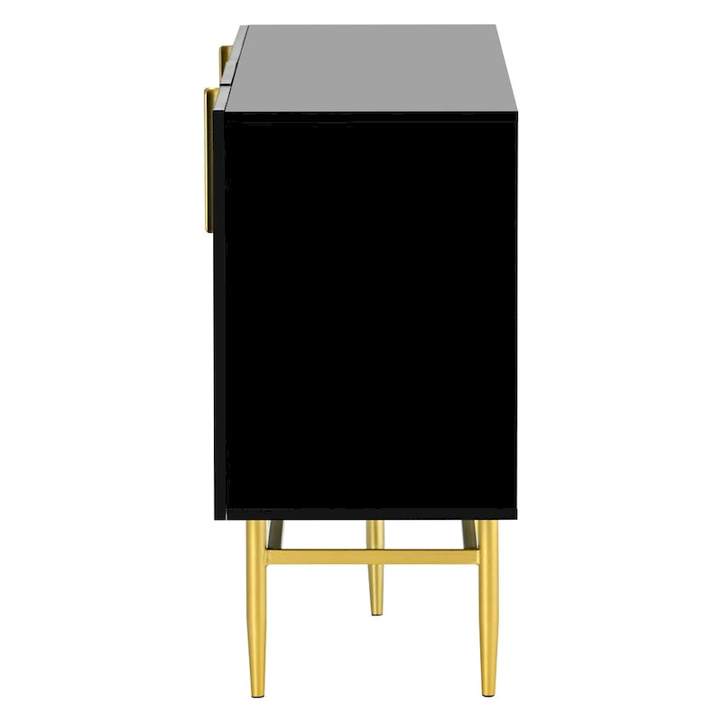 Buffet 4 portes avec poignées en métal doré