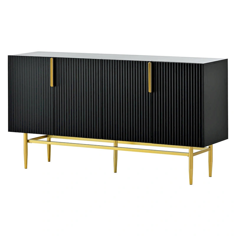 Buffet 4 portes avec poignées en métal doré
