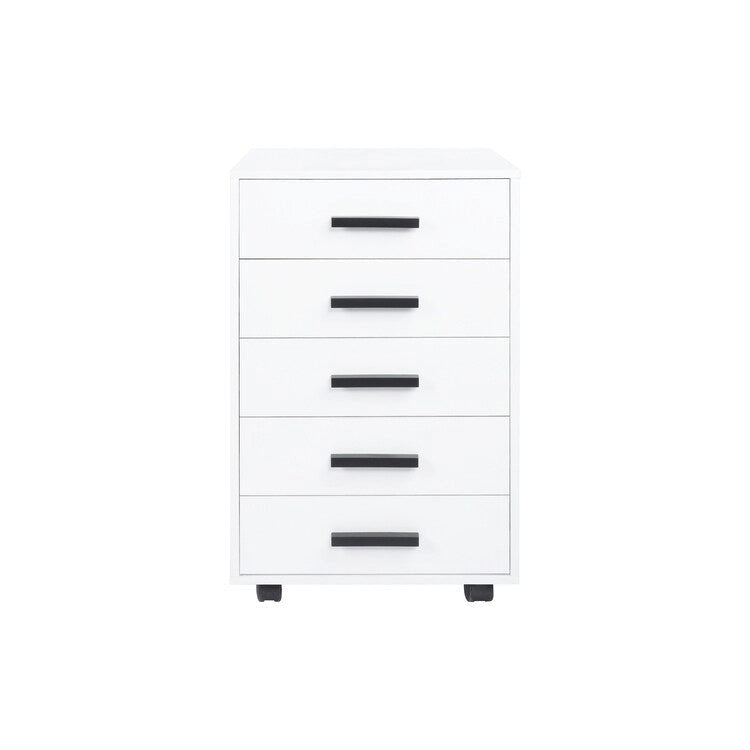 Meuble de rangement de bureau en bois à 5 tiroirs avec étagère supplémentaire et mobilité à 360° pour une organisation sans effort