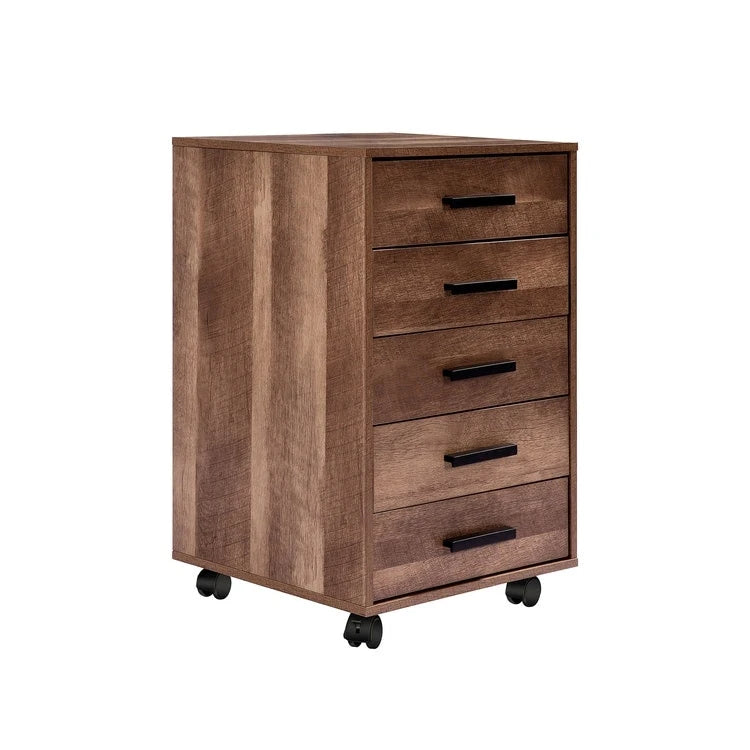 Meuble de rangement de bureau en bois à 5 tiroirs avec étagère supplémentaire et mobilité à 360° pour une organisation sans effort