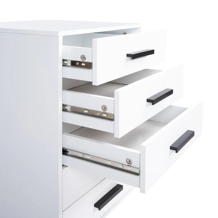 Meuble de rangement de bureau en bois à 5 tiroirs avec étagère supplémentaire et mobilité à 360° pour une organisation sans effort