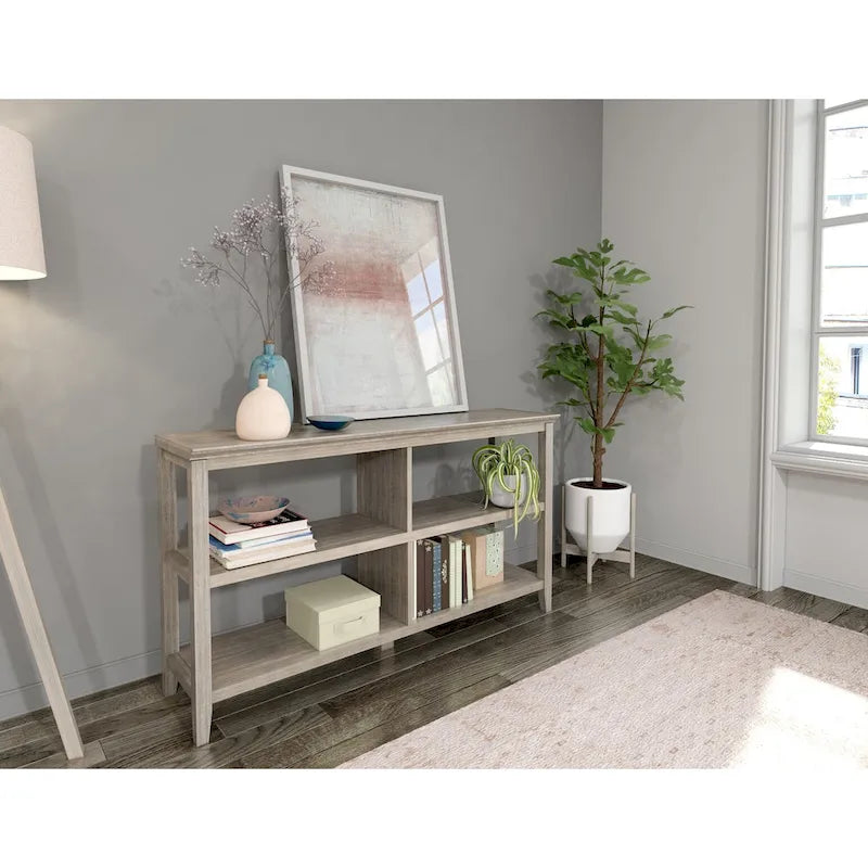 Étagère basse large 554W à 2 tablettes, gris délavé