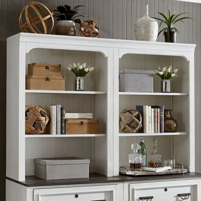 Hutch de classement latéral à brossage métallique blanc et anthracite
