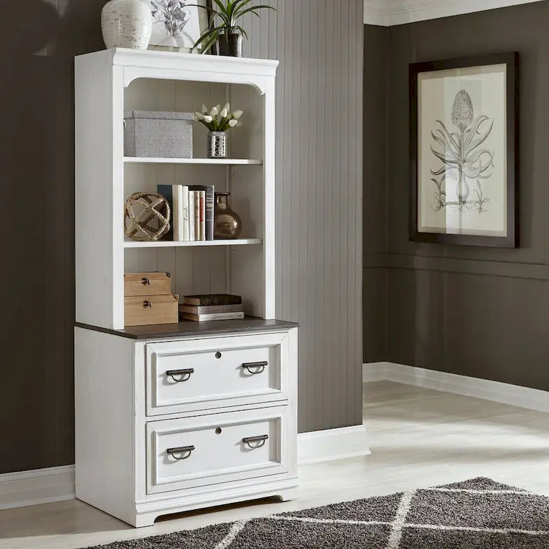 Hutch de classement latéral à brossage métallique blanc et anthracite