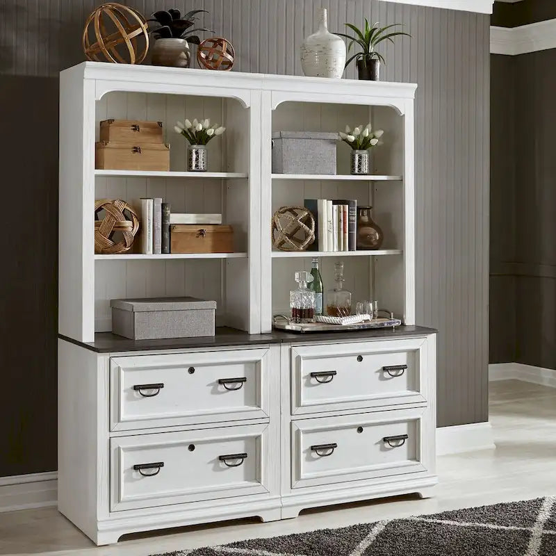 Hutch de classement latéral à brossage métallique blanc et anthracite