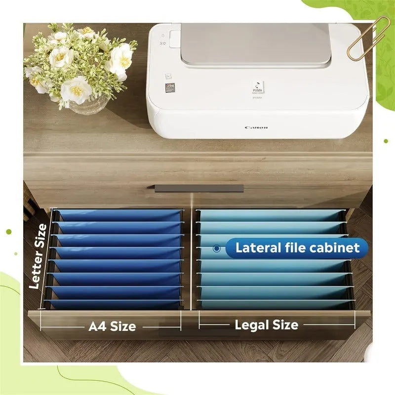 Classeur latéral en bois à 2 tiroirs - 15,75P x 35,43L x 29,37H