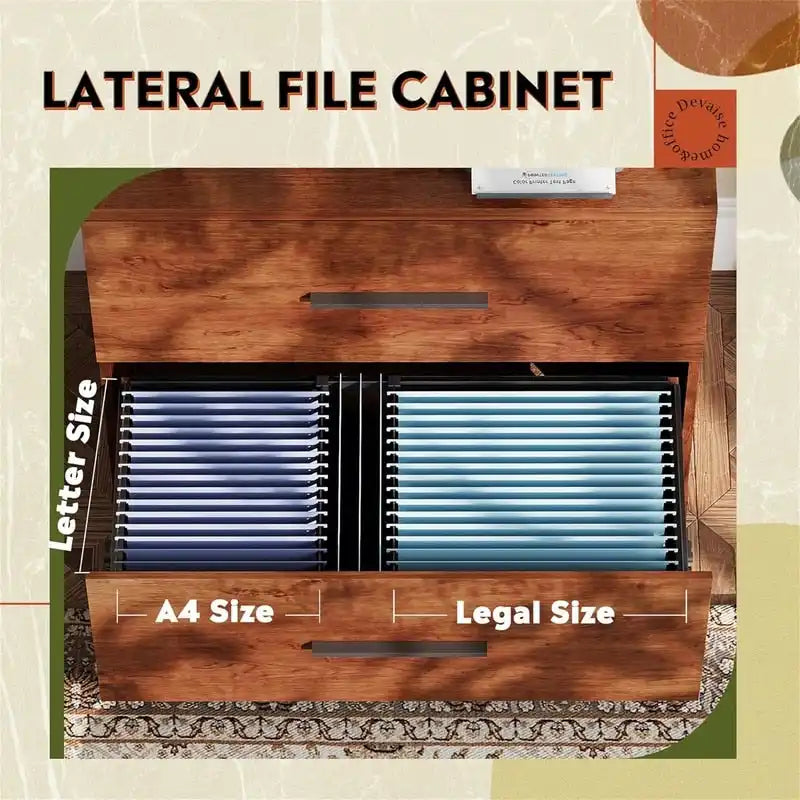Classeur latéral en bois à 2 tiroirs - 15,75P x 35,43L x 29,37H