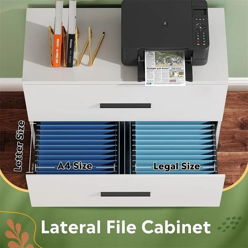 Classeur latéral en bois à 2 tiroirs - 15,75P x 35,43L x 29,37H