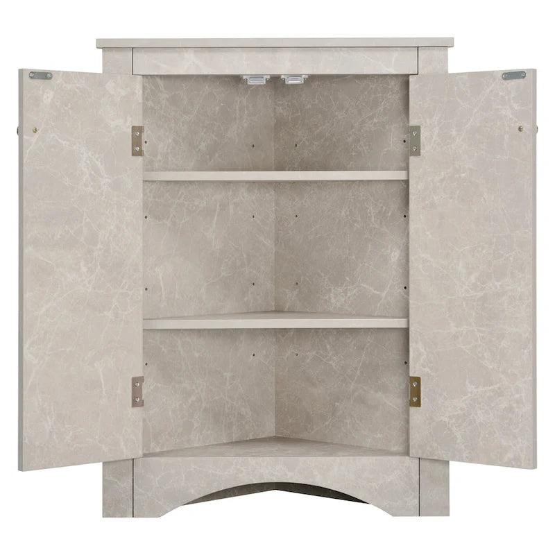 Meuble de rangement d'angle pour salle de bain avec étagères réglables