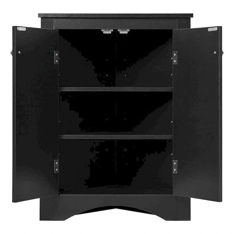 Meuble de rangement d'angle pour salle de bain avec étagères réglables
