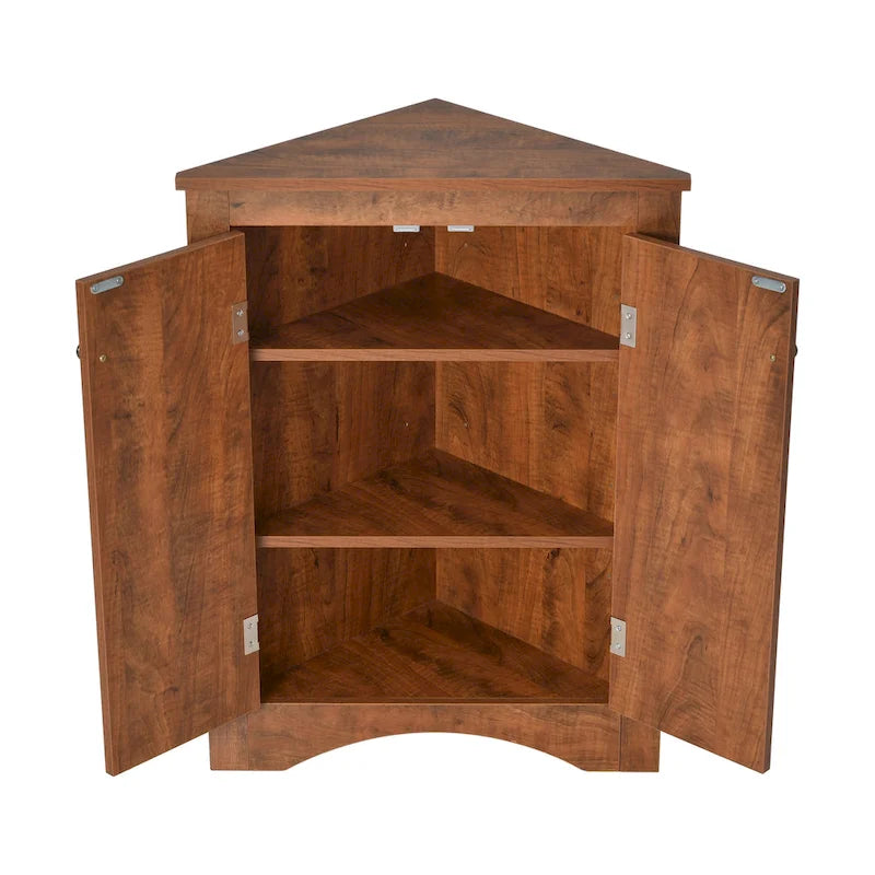 Meuble de rangement d'angle pour salle de bain avec étagères réglables