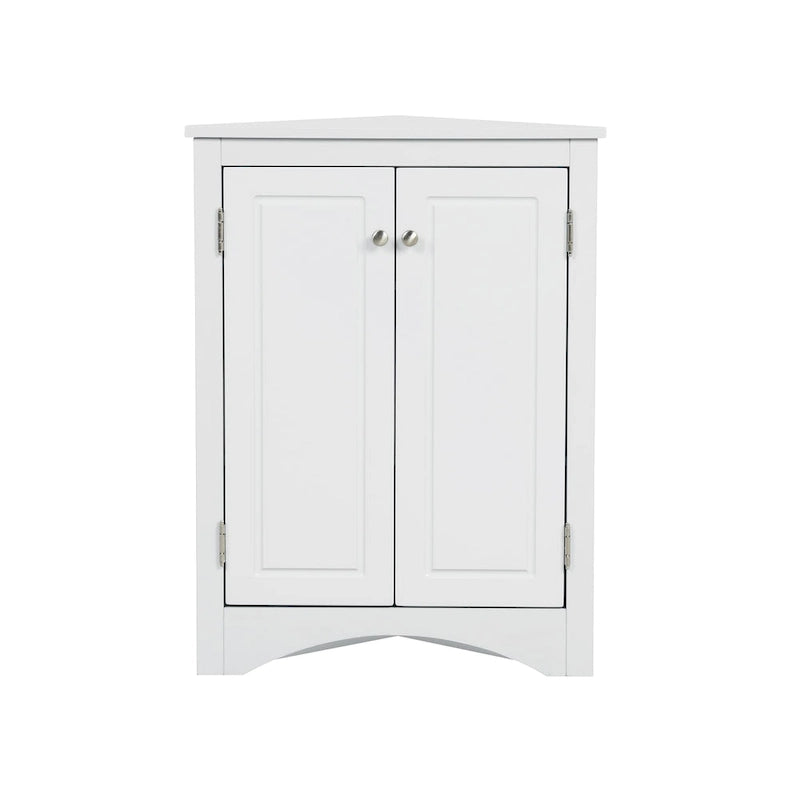 Meuble de rangement d'angle pour salle de bain avec étagères réglables