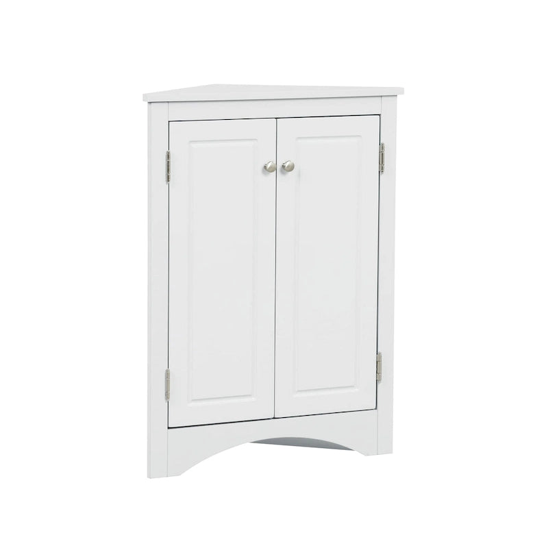 Meuble de rangement d'angle pour salle de bain avec étagères réglables