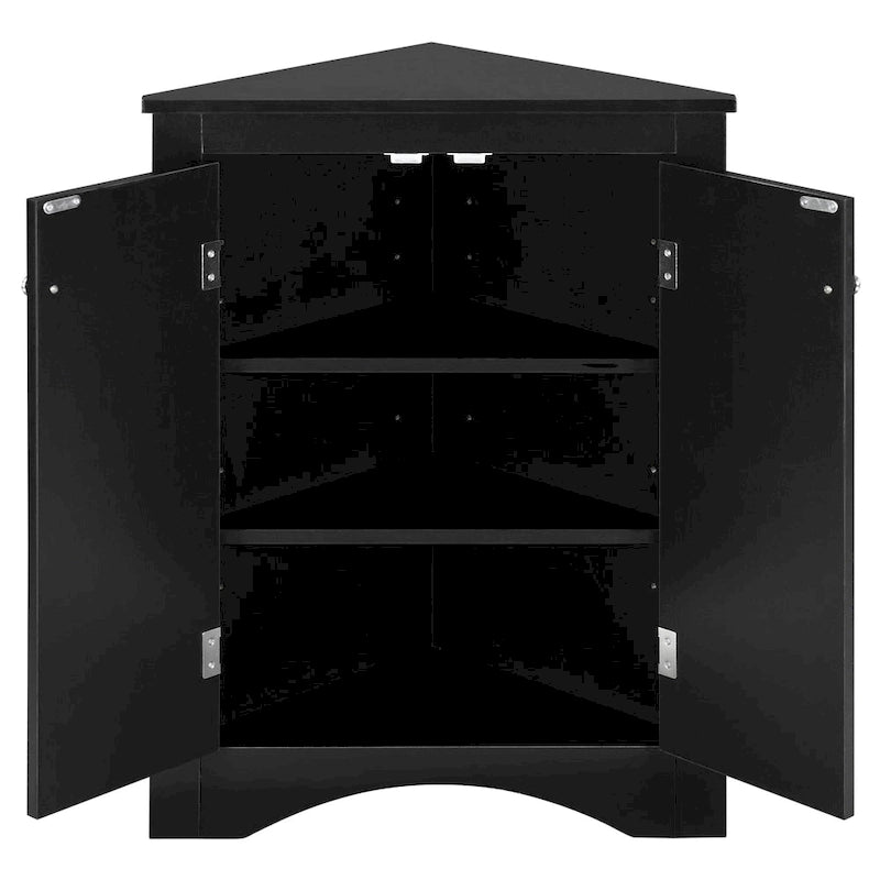 Meuble de rangement d'angle pour salle de bain avec étagères réglables