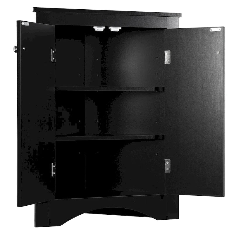 Meuble de rangement d'angle pour salle de bain avec étagères réglables