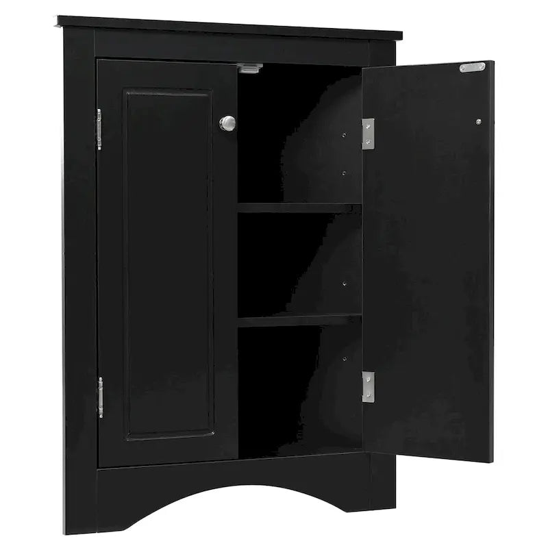 Meuble de rangement d'angle pour salle de bain avec étagères réglables