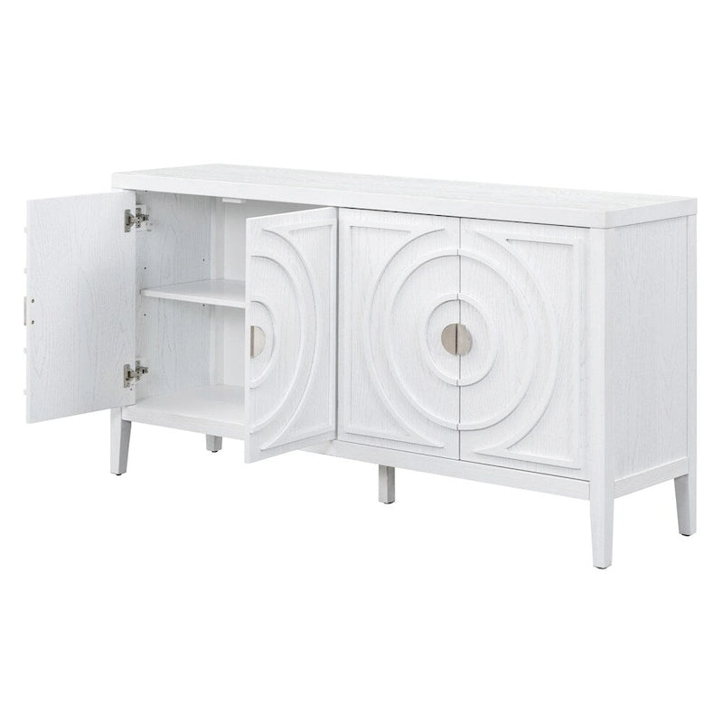 Porte d'armoire avec rainure circulaire et poignée de porte ronde en métal - N/A
