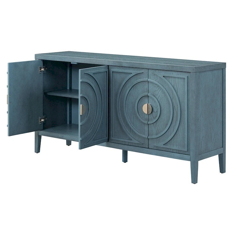 Porte d'armoire avec rainure circulaire et poignée de porte ronde en métal - N/A