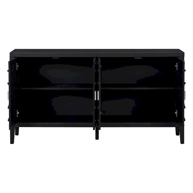 Porte d'armoire avec rainure circulaire et poignée de porte ronde en métal - N/A