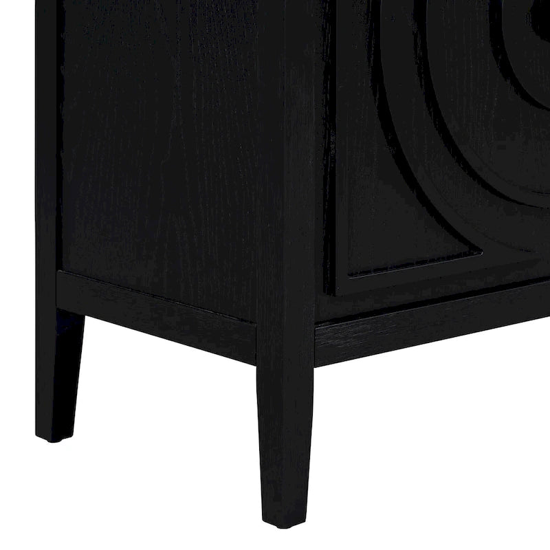 Porte d'armoire avec rainure circulaire et poignée de porte ronde en métal - N/A